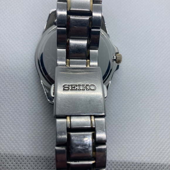 Classic Vintage Seiko 7N42 100M White Face Two Tone Bracelet - Picture 3 of 5